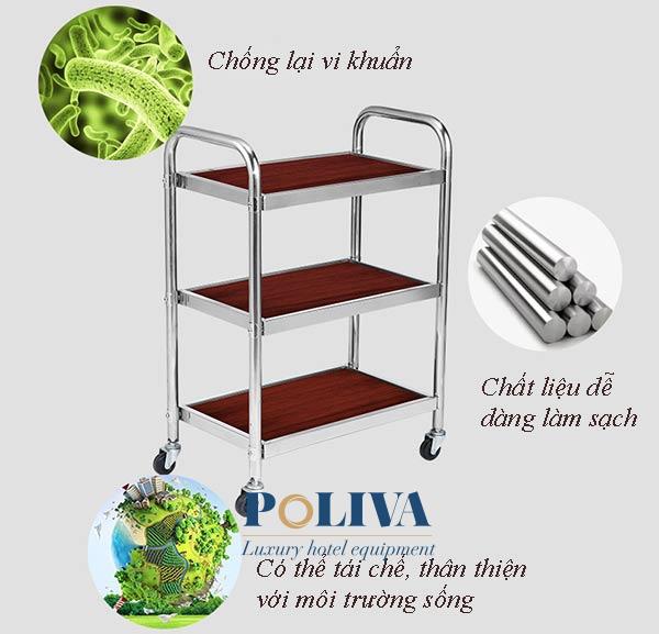 Chất liệu inox dễ dàng làm sạch, các khớp nối gia cố chắc chắn