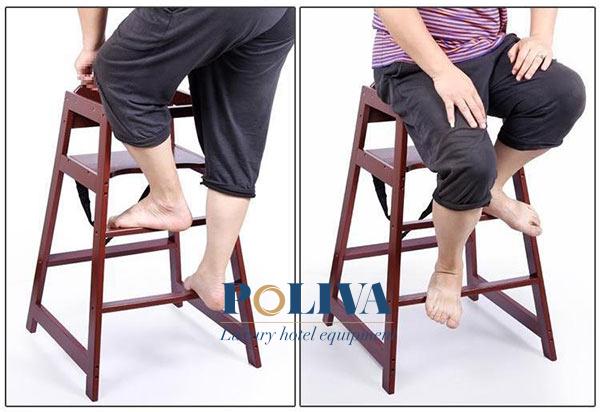 Ghế ăn bằng gỗ tự nhiên chắc chắn, chịu được cả trọng lượng lớn