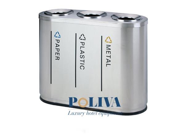 Thùng phân loại rác 3 ngăn inox