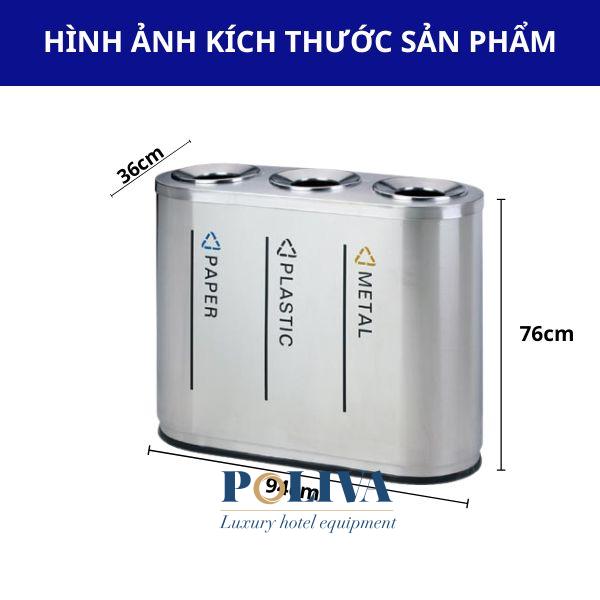 Kích thước thùng phân loại rác 3 ngăn