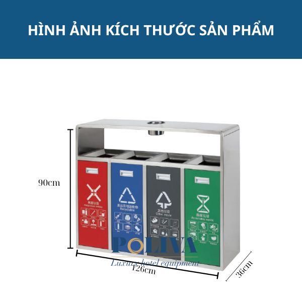  kích thước thùng rác thùng rác 4 ngăn ngoài trời