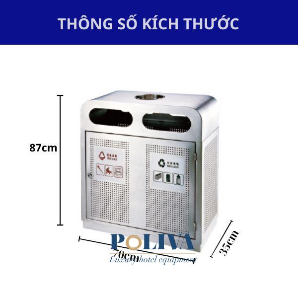 Hình ảnh kích thước thùng rác inox ngoài trời 