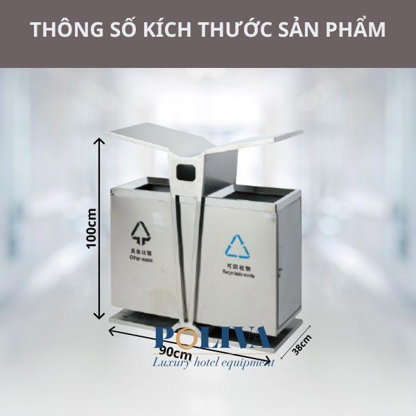 Hình ảnh kích thước thùng rác ngoài trời có mái che