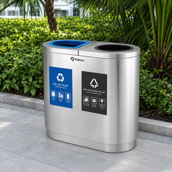 Thiết kế 2 ngăn cơ bản phân loại rác