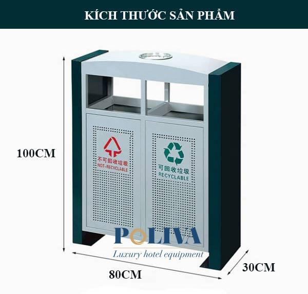 Kích thước thùng rác thép sơn tĩnh điện ngoài trời