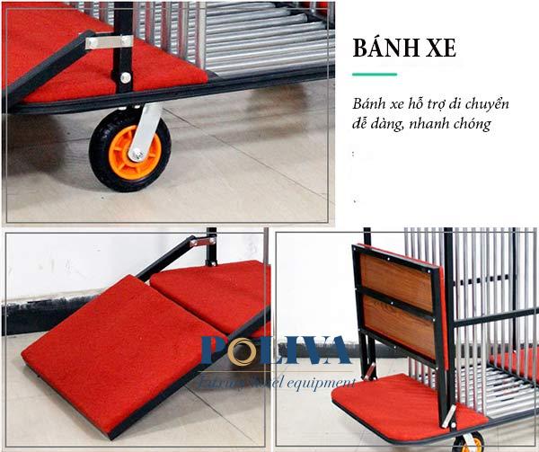 Xe đẩy mâm kính bàn tròn có cầu lên giúp việc vẩn chuyển tiện lợi 