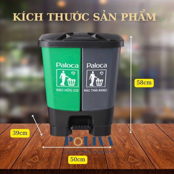 Hình ảnh kích thước thùng rác 2 ngăn trong nhà