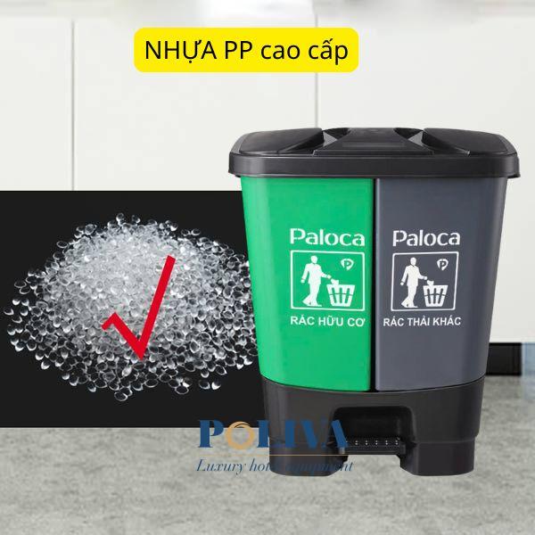 Thùng rác 2 ngăn 60 lít được làm từ nhựa PP cao cấp