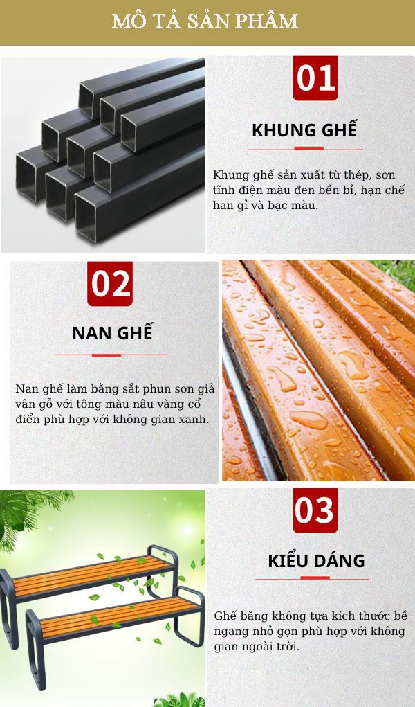 Hình ảnh mô tả ghế dài công viên ngoài trời