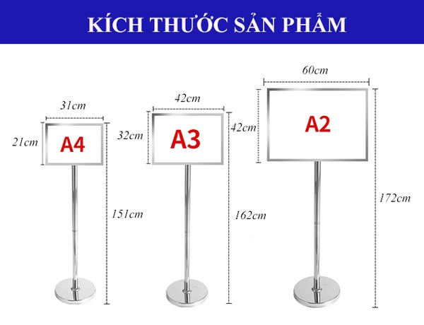 Kích thước của bảng menu inox trắng 2 mặt