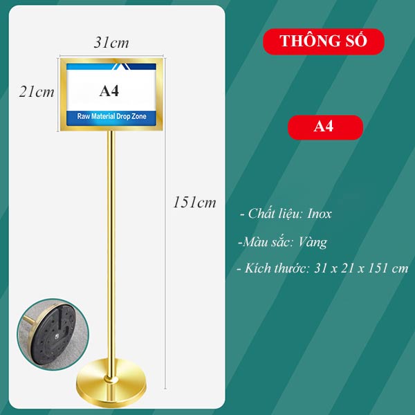 Hình ảnh kích thước bảng menu inox vàng