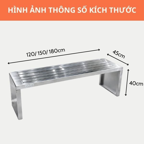 3 loại kích thước ghế băng dài không tựa