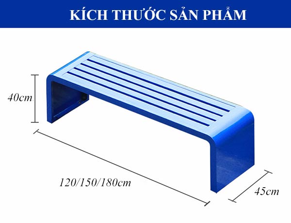 Kích thước của ghế công viên không tựa