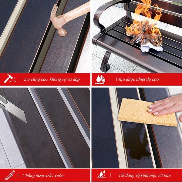 Ghế công viên nhôm đúc bền bỉ, chịu được mọi thời tiết 
