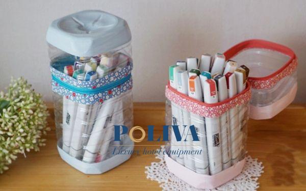 Tái chế chai nhựa thành hộp đựng bút 