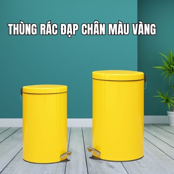 Thùng rác đạp chân màu vàng cửa Poliva