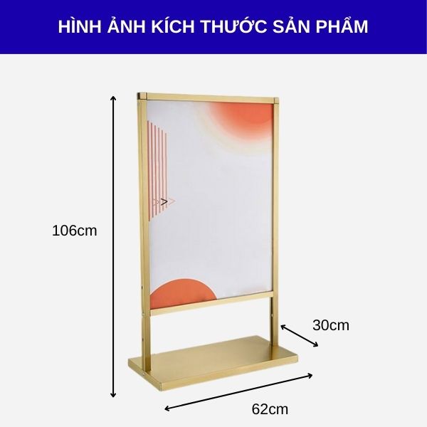 Kích thước bảng menu khung inox mạ vàng