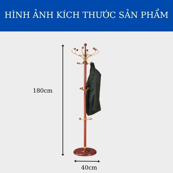 Kích thước cây treo quần áo gỗ kết hợp inox