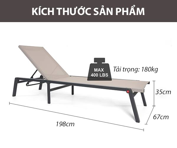 Kích thước ghế nằm bể bơi