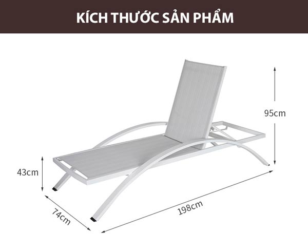 Kích thước ghế nằm hồ bơi