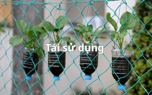 Hình ảnh tái sử dụng chai nhựa để làm vật liệu khác