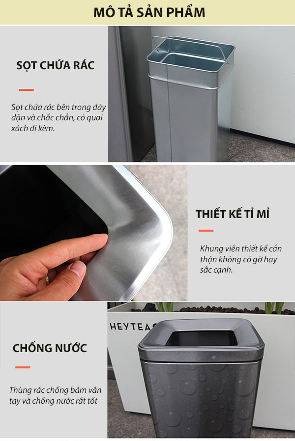 Hình ảnh mô tả chi tiết thùng rác để sanh khách sạn 2 ngăn