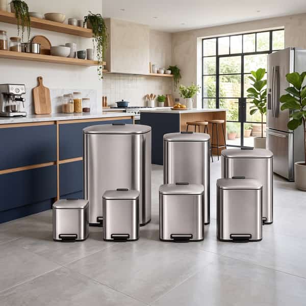 Thùng rác inox vuông đạp chân
