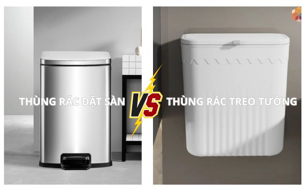 Nhà vệ sinh nên dùng thùng rác có nắp đặt sàn hay thùng rác treo tường?