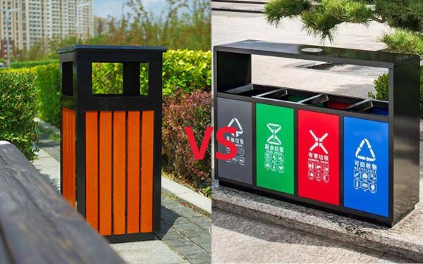 Thùng rác công viên: Chọn loại 1 ngăn hay thùng phân loại rác nhiều ngăn?