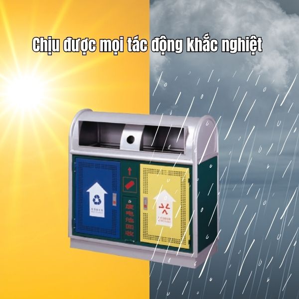Chất liệu thép sơn tĩnh điện bền bỉ, chịu được mọi yếu tố thời tiết ngoài trời