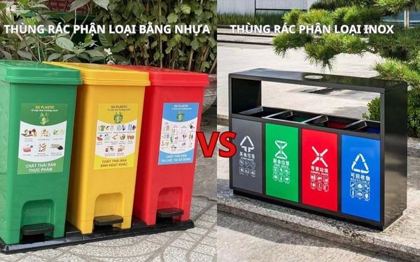 So sánh thùng rác phân loại bằng nhựa và inox?