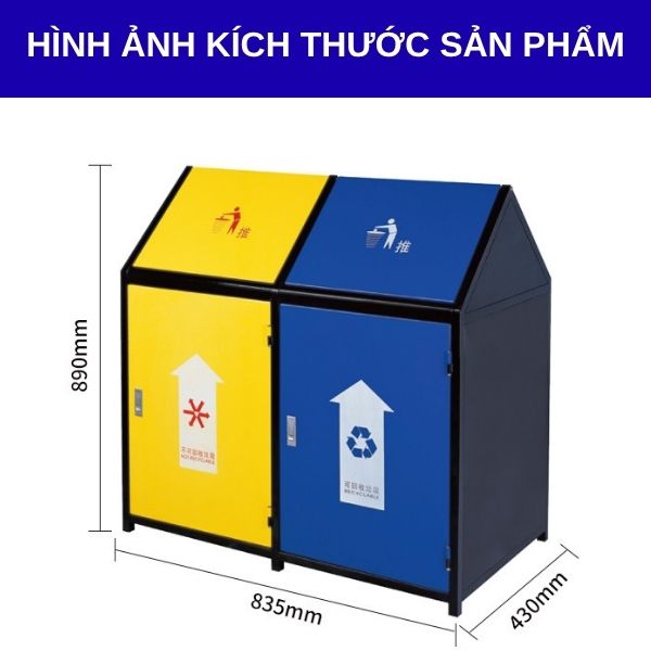Kích thước thùng rác phân loại nắp bập bênh