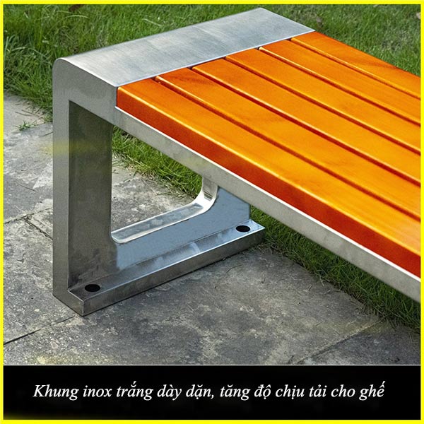 ghế công viên inox không tự lưng có chất liệu inox cao cấp chống gỉ sét vượt trội