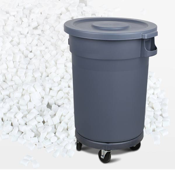 Thùng rác hình tròn được làm từ nhựa cao cấp, bền bỉ 