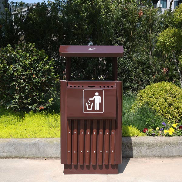 Thùng rác thép phun sơn màu nâu