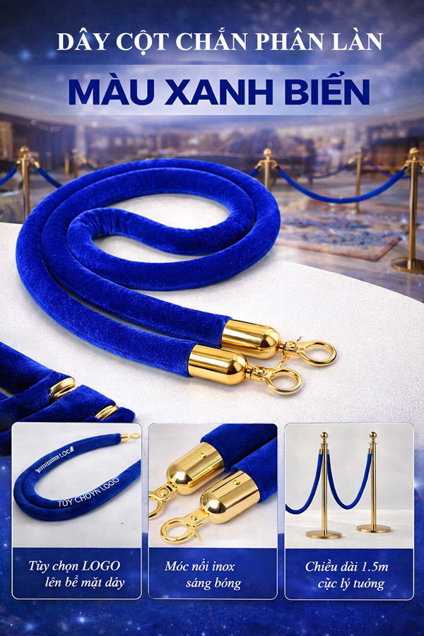 Hình ảnh mô tả dây cột chắn phân làn màu xanh biển 