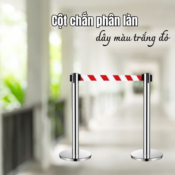 Cột chắn phân làn dây trắng sọc đỏ của Poliva