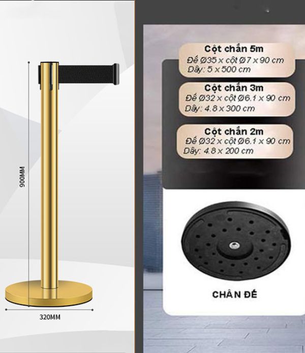 Kích thước cột chắn dây màu đen Poliva