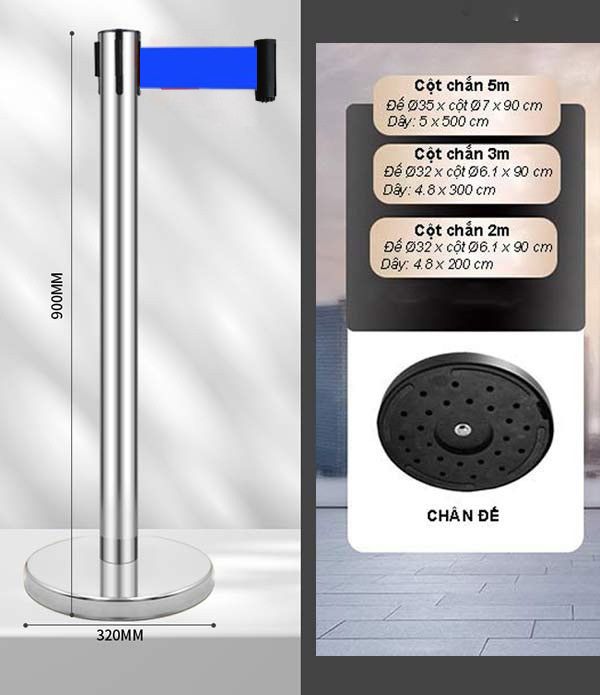 Kích thước cột chắn dây màu xanh dương