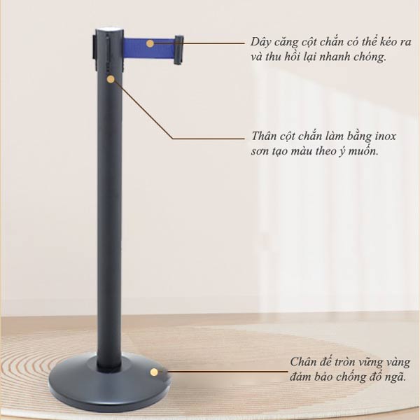 Hình ảnh cấu tạo cột chắn phân làn dây màu xanh dương