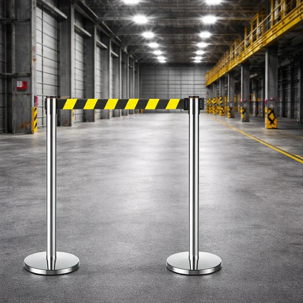 Cột chắn inox dây rút màu vàng đen của Poliva