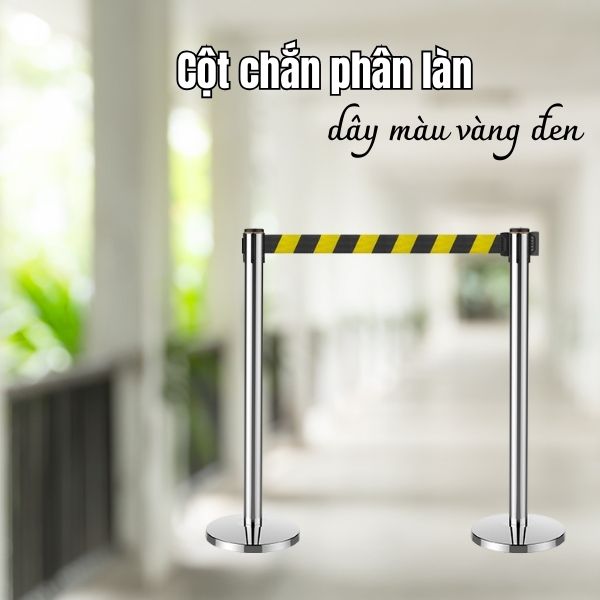 Cột chắn inox dây rút màu vàng đen của Poliva