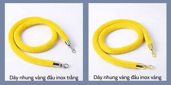Dây nhung cột chắn màu vàng có 2 loại được phân biệt