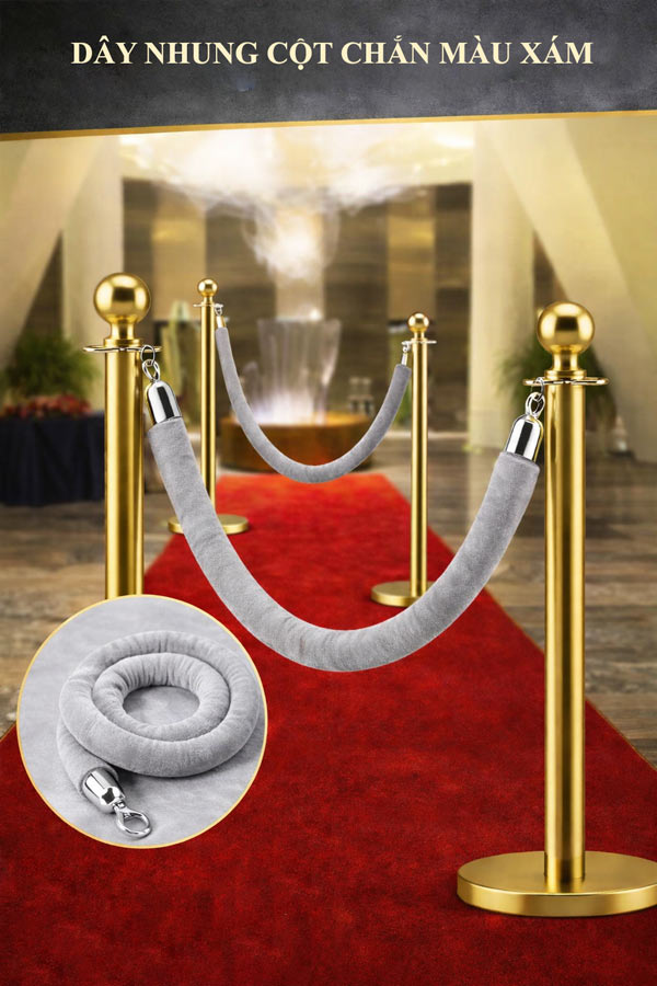 Dây nhung màu xám cho cột chắn của Poliva