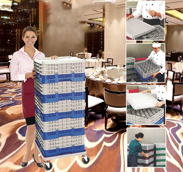 xe đẩy khay rack có tay đẩy