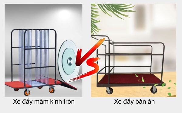 So sánh xe đẩy bàn ăn và xe đẩy mâm xoay bàn tiệc chuyên dụng
