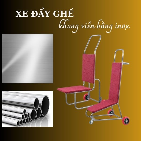Xe đẩy ghế khung inox hình thức đẹp, bền bỉ, chống gỉ sét tốt