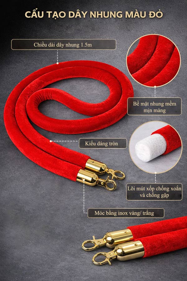 Kiểm tra chất liệu dây nhung cột chắn