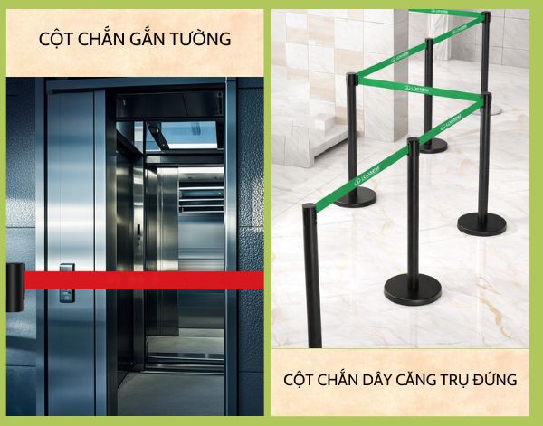 So sánh đầu cột chắn gắn tường và cột chắn inox di động