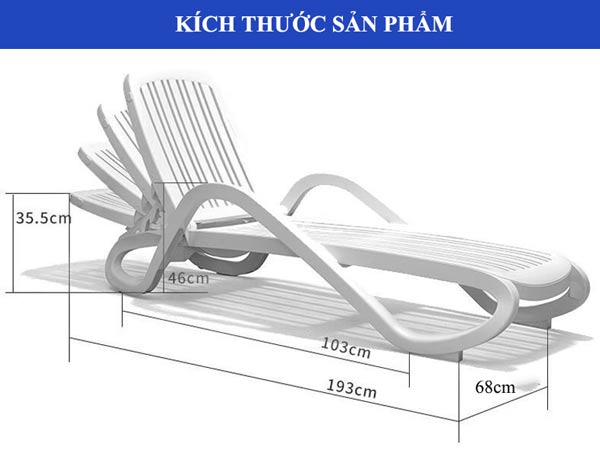 Kích thước ghế bể bơi bằng nhựa cao cấp